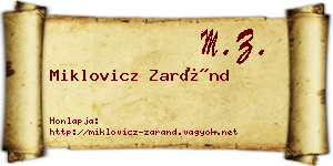 Miklovicz Zaránd névjegykártya